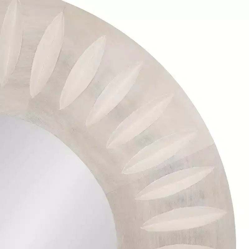 26" Round Carved Wood Wall Mirror