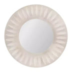 26" Round Carved Wood Wall Mirror
