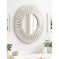 26" Round Carved Wood Wall Mirror