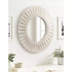 26" Round Carved Wood Wall Mirror