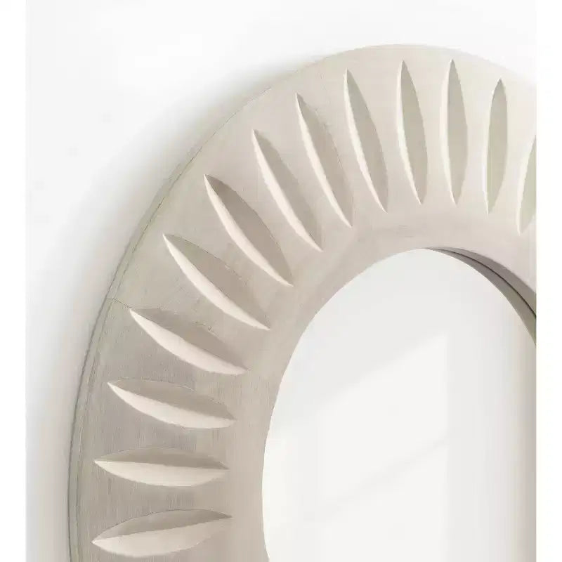 26" Round Carved Wood Wall Mirror
