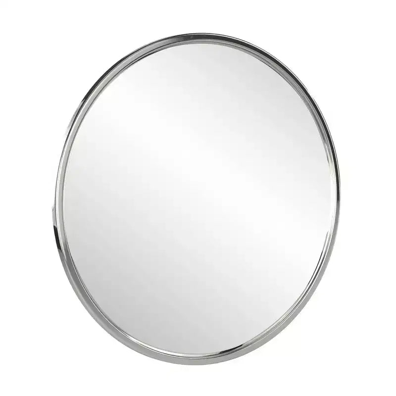 34" Round Wall Mirror with Stainless Steel Frame