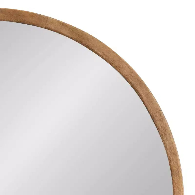 Set of 3 Round Wood Frame Wall Mirrors - Rustic Brown