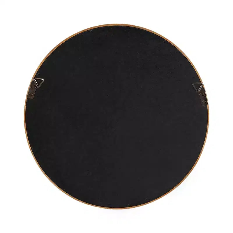 Set of 3 Round Wood Frame Wall Mirrors - Rustic Brown