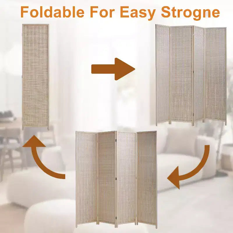Bamboo Room Divider 4/6 Panel Folding Privacy Screen for Home Office or Restaurant