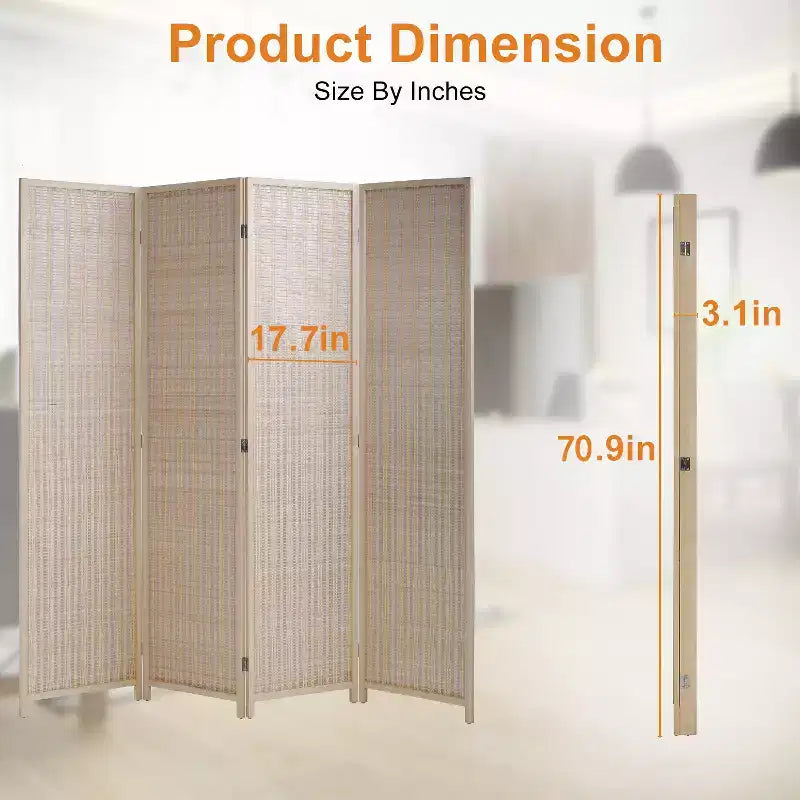 Bamboo Room Divider 4/6 Panel Folding Privacy Screen for Home Office or Restaurant
