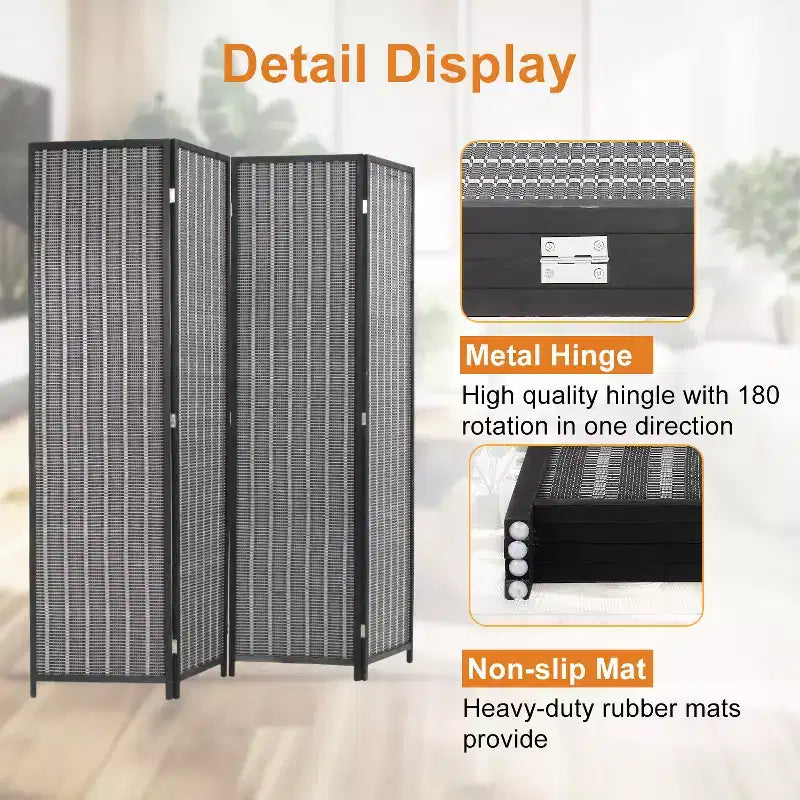 Bamboo Room Divider 4/6 Panel Folding Privacy Screen for Home Office or Restaurant