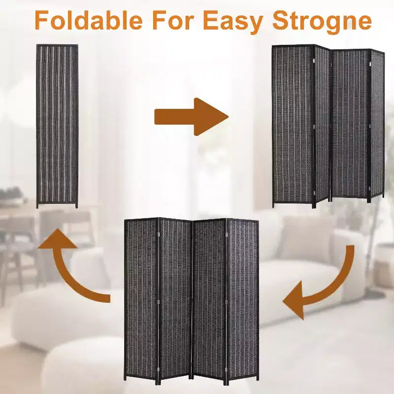 Bamboo Room Divider 4/6 Panel Folding Privacy Screen for Home Office or Restaurant