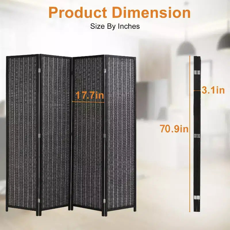 Bamboo Room Divider 4/6 Panel Folding Privacy Screen for Home Office or Restaurant