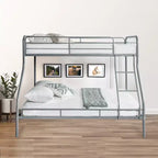 Twin Over Full Metal Bunk Bed with Guardrails, Angled Ladder and Under-Bed Storage