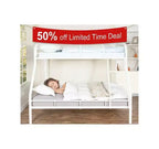 Twin Over Full Metal Bunk Bed with Guardrails, Angled Ladder and Under-Bed Storage