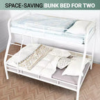 Twin Over Full Metal Bunk Bed with Guardrails, Angled Ladder and Under-Bed Storage