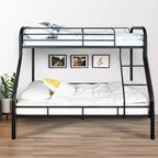 Twin Over Full Metal Bunk Bed with Guardrails, Angled Ladder and Under-Bed Storage