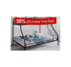 Twin Over Full Metal Bunk Bed with Guardrails, Angled Ladder and Under-Bed Storage