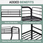 Twin Over Full Metal Bunk Bed with Guardrails, Angled Ladder and Under-Bed Storage