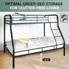 Twin Over Full Metal Bunk Bed with Guardrails, Angled Ladder and Under-Bed Storage