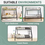 Twin Over Full Metal Bunk Bed with Guardrails, Angled Ladder and Under-Bed Storage