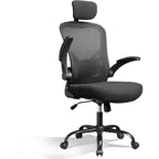 High Back Mesh Office Chair with Flip-Up Armrests, Adjustable Height, Black