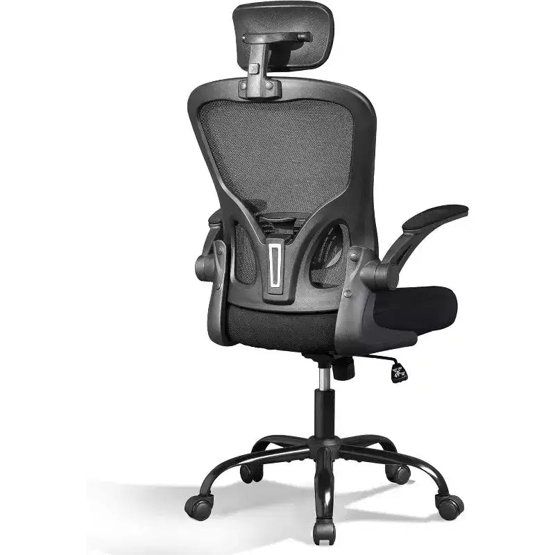 High Back Mesh Office Chair with Flip-Up Armrests, Adjustable Height, Black