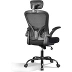 High Back Mesh Office Chair with Flip-Up Armrests, Adjustable Height, Black