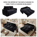 Convertible 3-Seat Velvet Sofa Bed, 70.9", Full Size