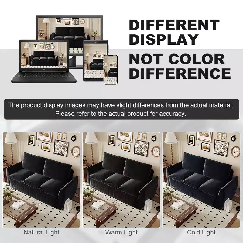 Convertible 3-Seat Velvet Sofa Bed, 70.9", Full Size
