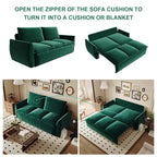 Convertible 3-Seat Velvet Sofa Bed, 70.9", Full Size