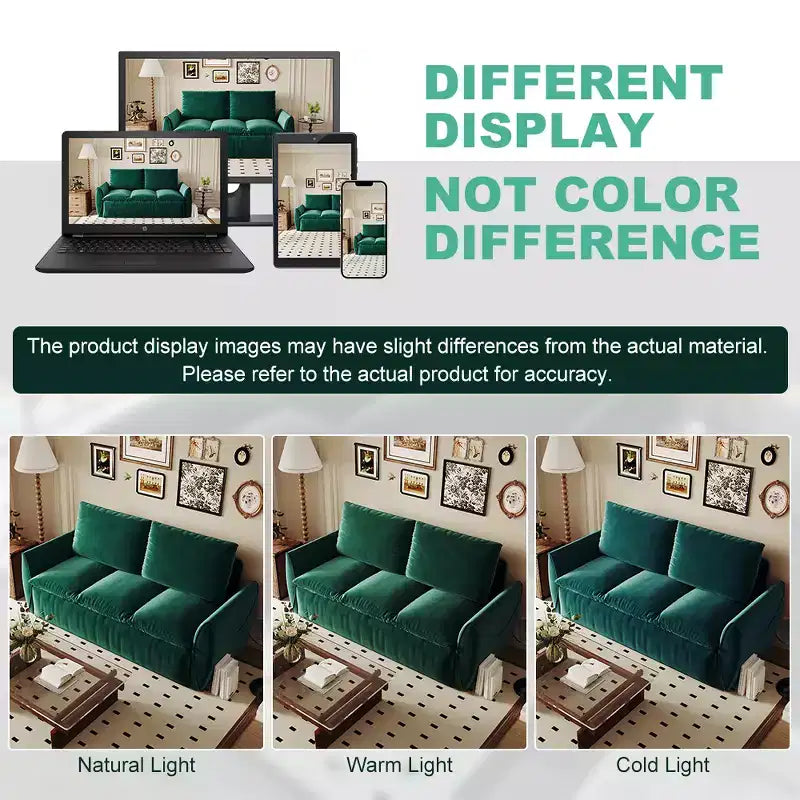 Convertible 3-Seat Velvet Sofa Bed, 70.9", Full Size
