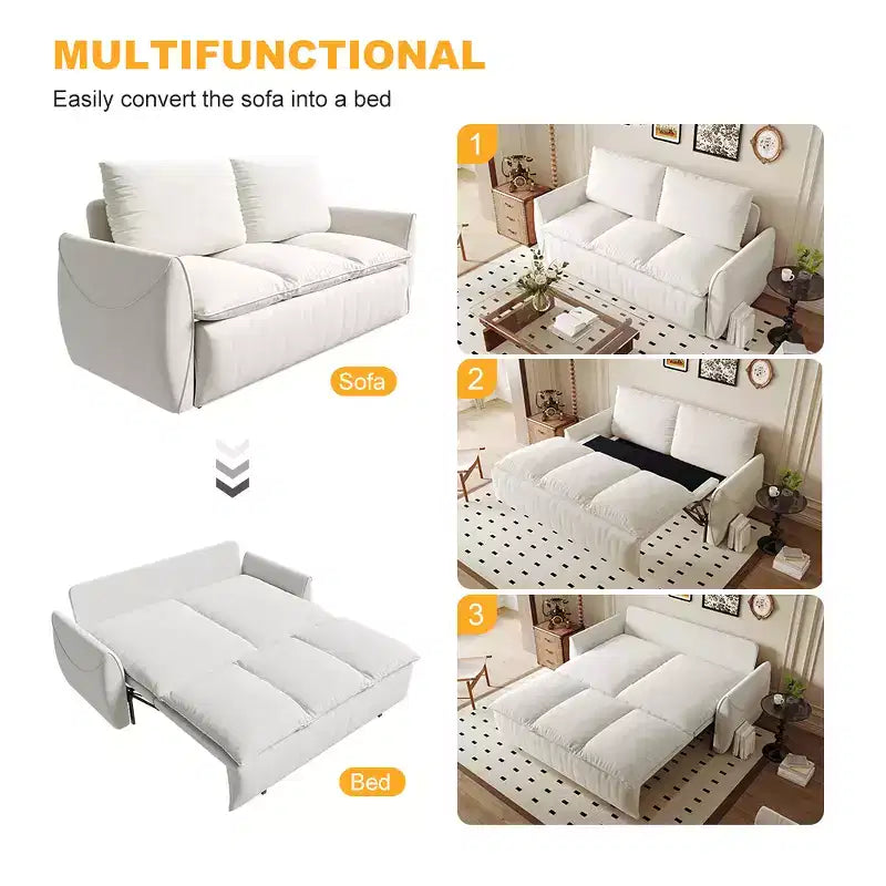 Convertible 3-Seat Velvet Sofa Bed, 70.9", Full Size