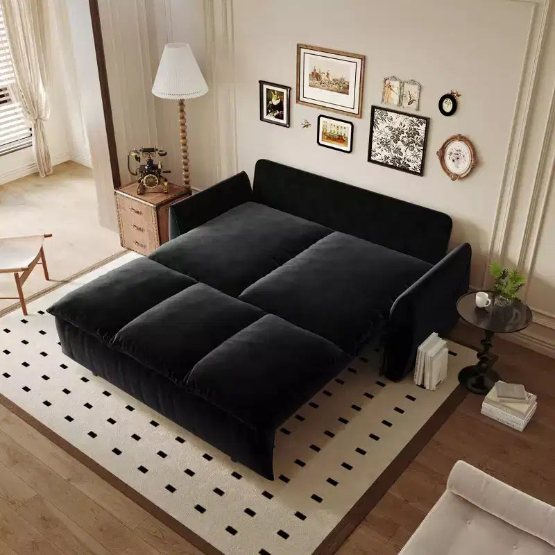 Convertible 3-Seat Velvet Sofa Bed, 70.9", Full Size