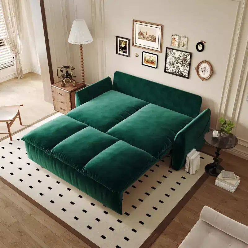 Convertible 3-Seat Velvet Sofa Bed, 70.9", Full Size