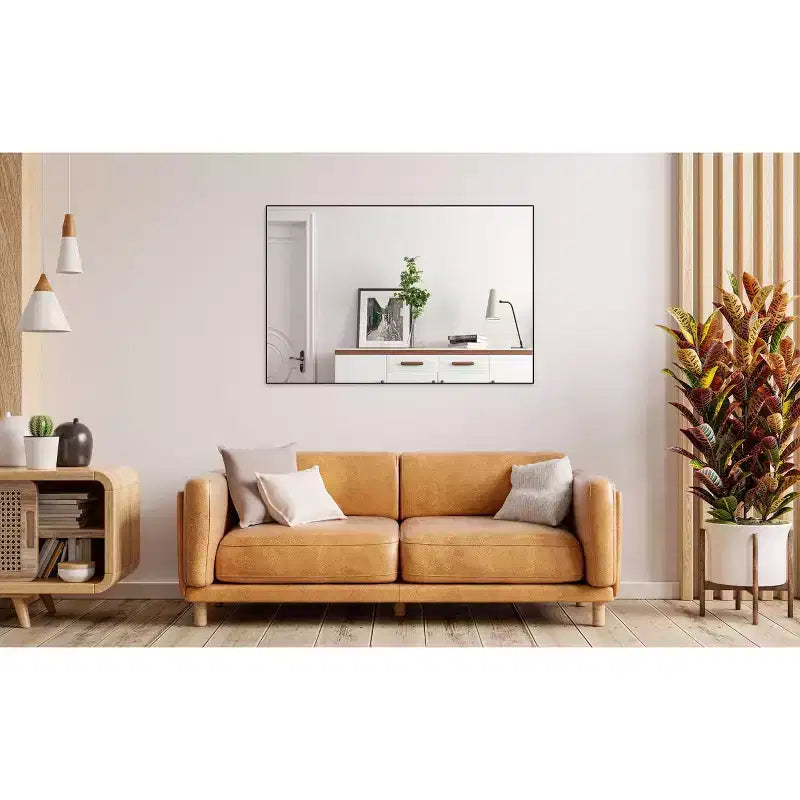 Oversized Aluminum Frame Mirror – 60x49 in, Wall Mounted or Freestanding