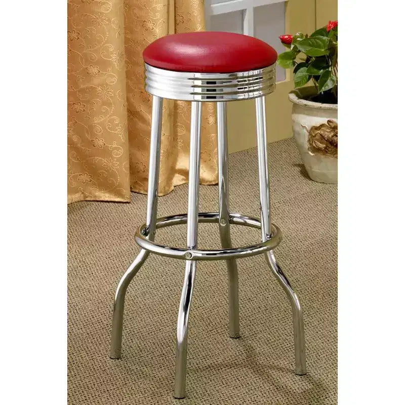 Set of 2 Round Barstools with Footrest