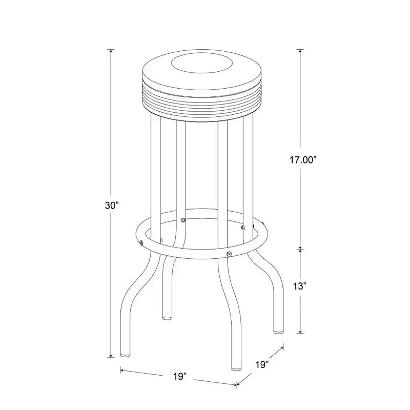 Set of 2 Round Barstools with Footrest