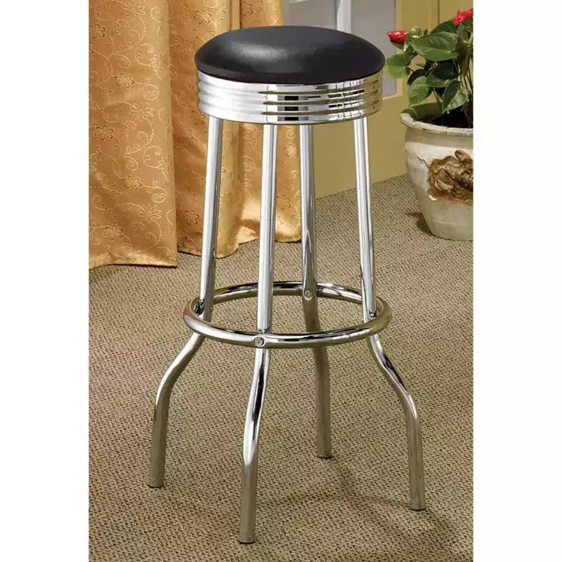 Set of 2 Round Barstools with Footrest