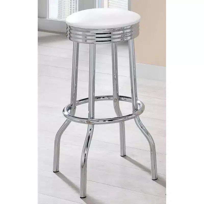 Set of 2 Round Barstools with Footrest