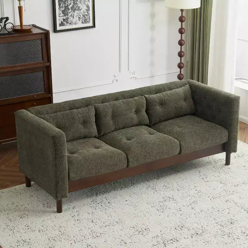 78W Modern Upholstered 3-Seat Sofa with Tufted Design for Living Room