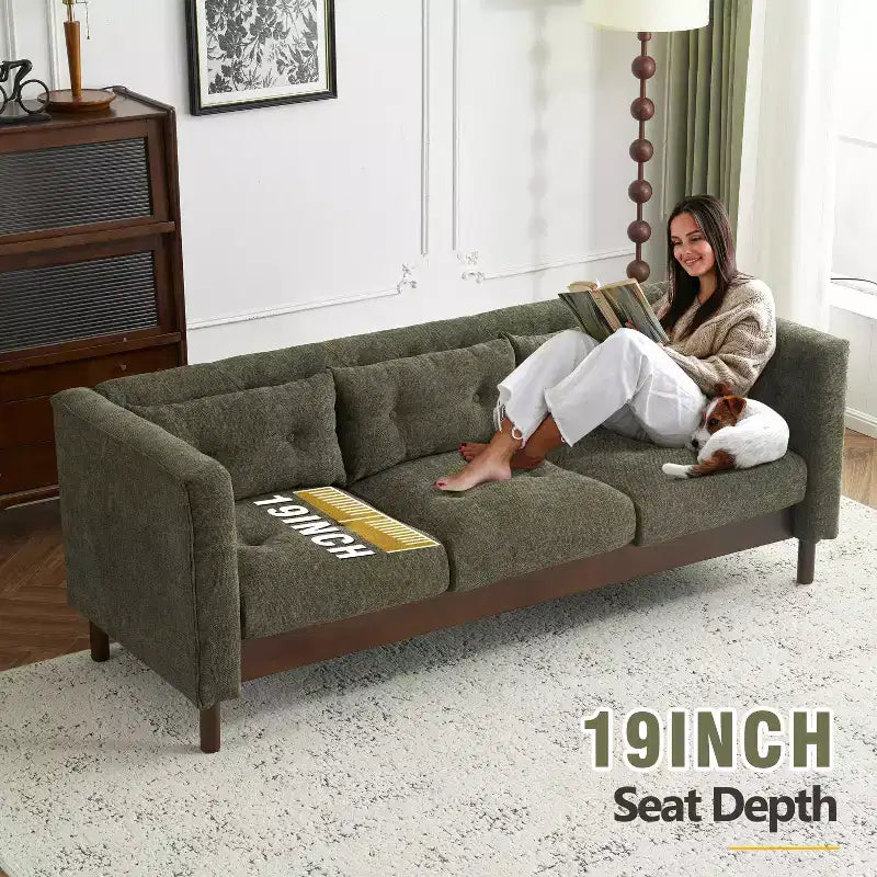 78W Modern Upholstered 3-Seat Sofa with Tufted Design for Living Room
