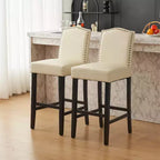 30" Rubberwood Upholstered Barstools (Set of 2)