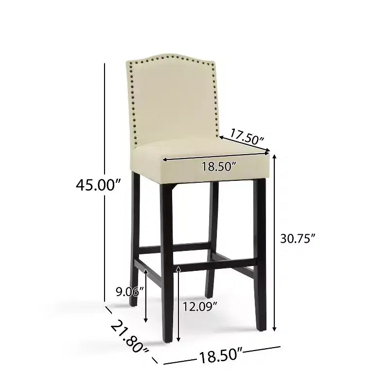 30" Rubberwood Upholstered Barstools (Set of 2)