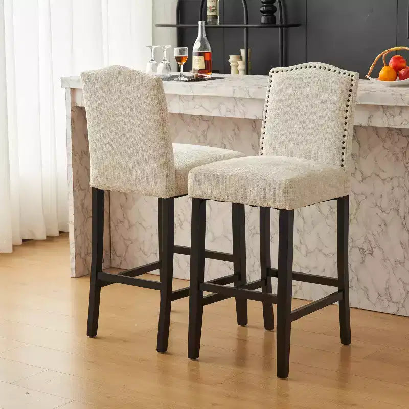 30" Rubberwood Upholstered Barstools (Set of 2)