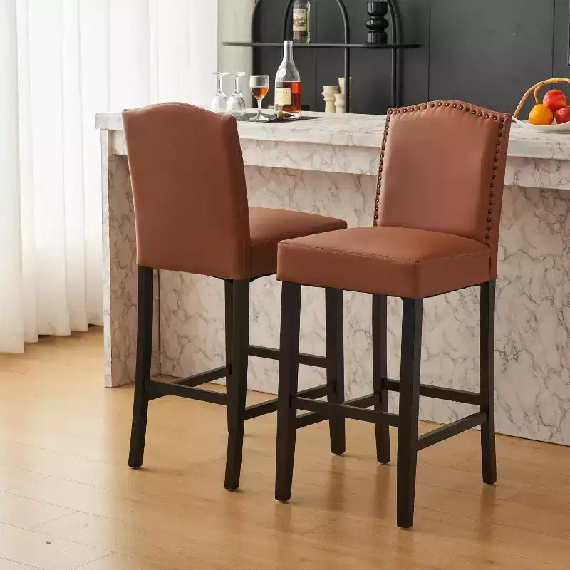 30" Rubberwood Upholstered Barstools (Set of 2)