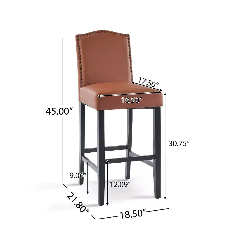 30" Rubberwood Upholstered Barstools (Set of 2)