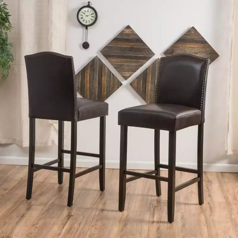 30" Rubberwood Upholstered Barstools (Set of 2)