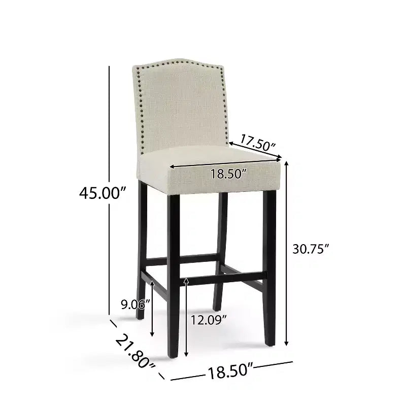 30" Rubberwood Upholstered Barstools (Set of 2)