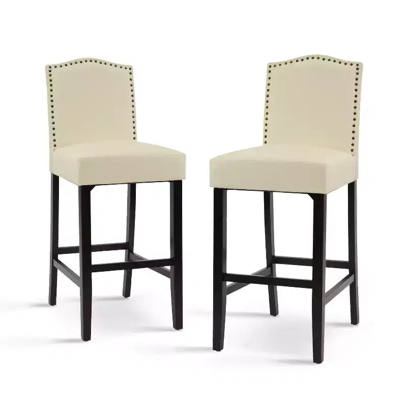 30" Rubberwood Upholstered Barstools (Set of 2)
