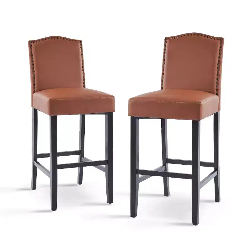 30" Rubberwood Upholstered Barstools (Set of 2)