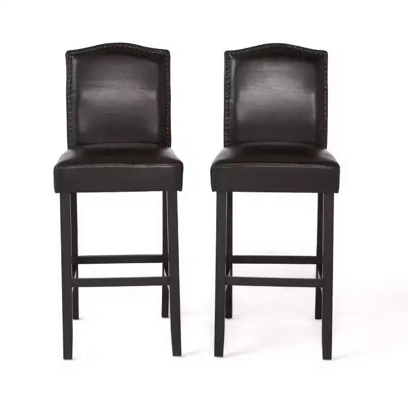 30" Rubberwood Upholstered Barstools (Set of 2)