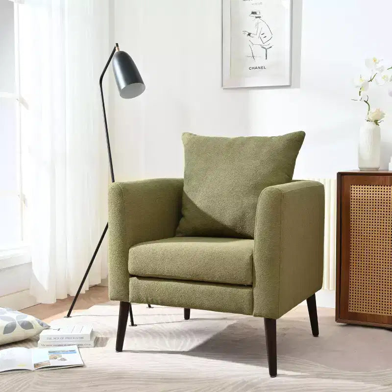 Modern Upholstered Arm Accent Chair for Bedroom and Living Room
