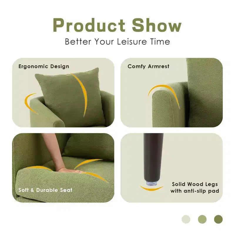 Modern Upholstered Arm Accent Chair for Bedroom and Living Room